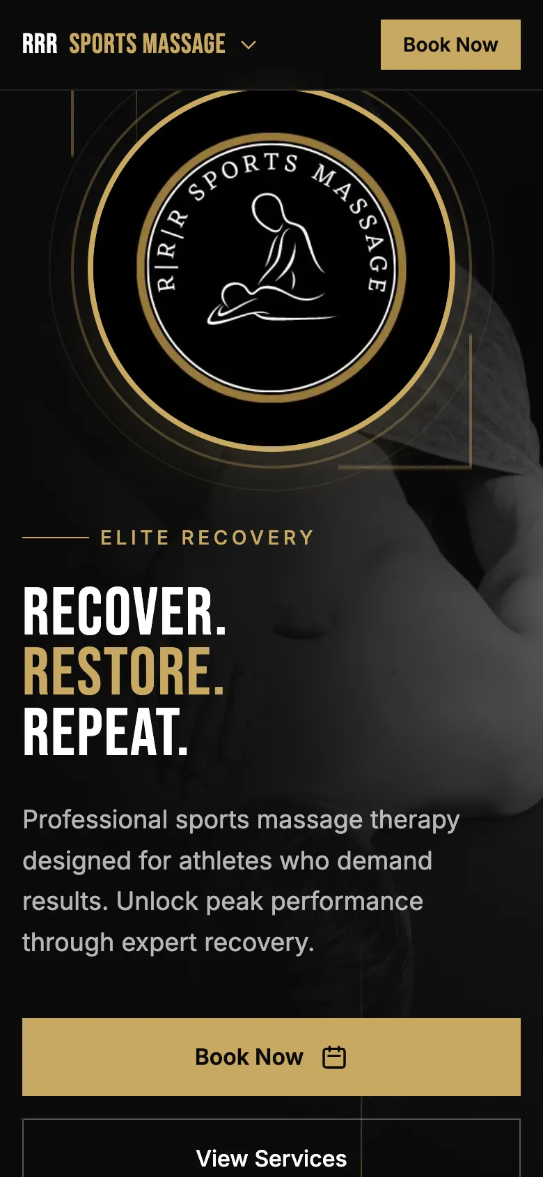 RRR Sports Massage website screenshot